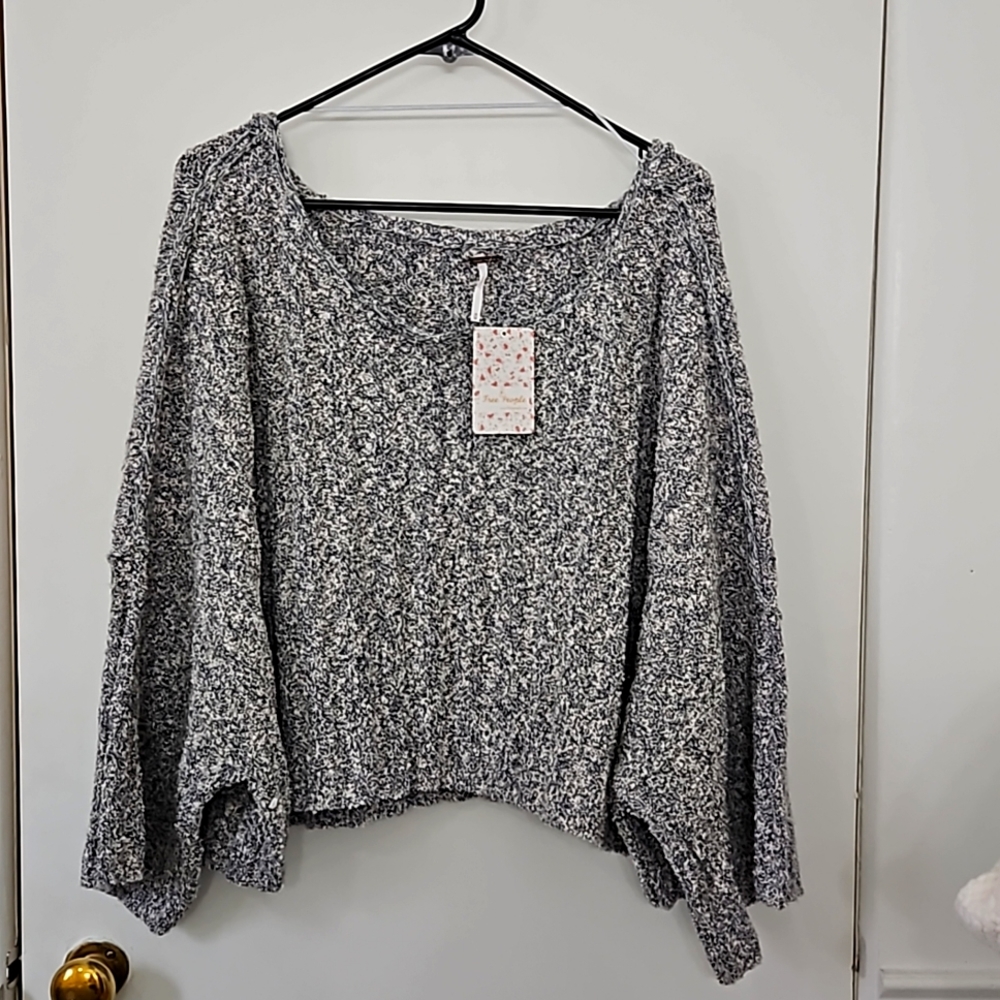 Free People Good Day Pullover in Charcoal Medium MSRP